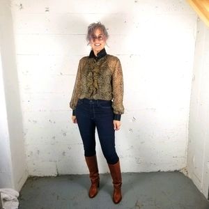 Silk ruffle leopard print top with free cami